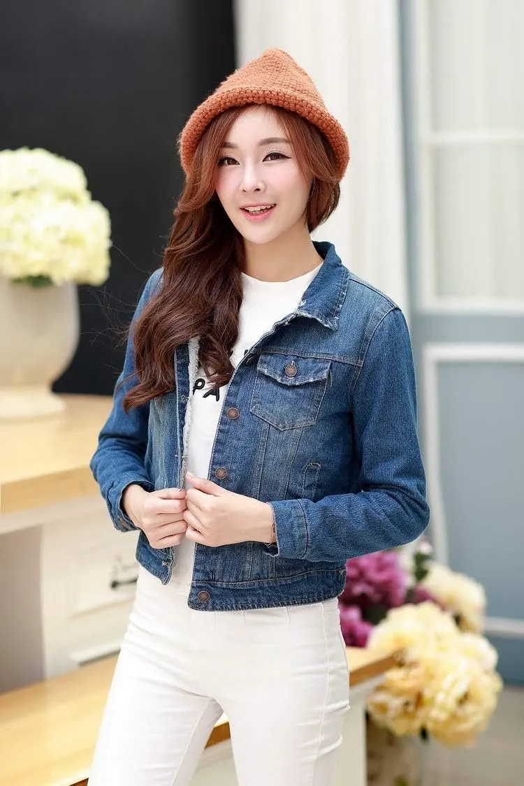 ACE SHOCK Denim Jacket for Women Lined Faux Fleece, Short Winter Jeans Coat with Detachable Faux-fur Collar