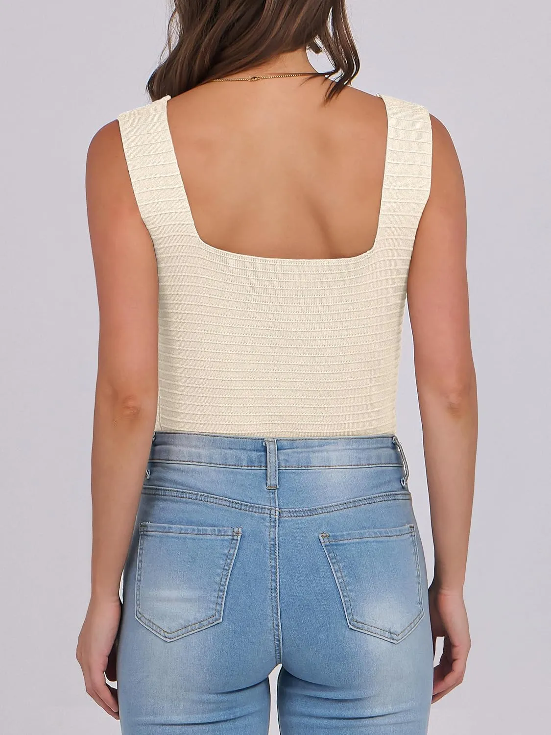ANRABESS Tank Tops for Women 2025 Summer Square Neck Rib Knit Sleeveless Basic Slim Fit Shirts Casual Top Trendy Outfits
