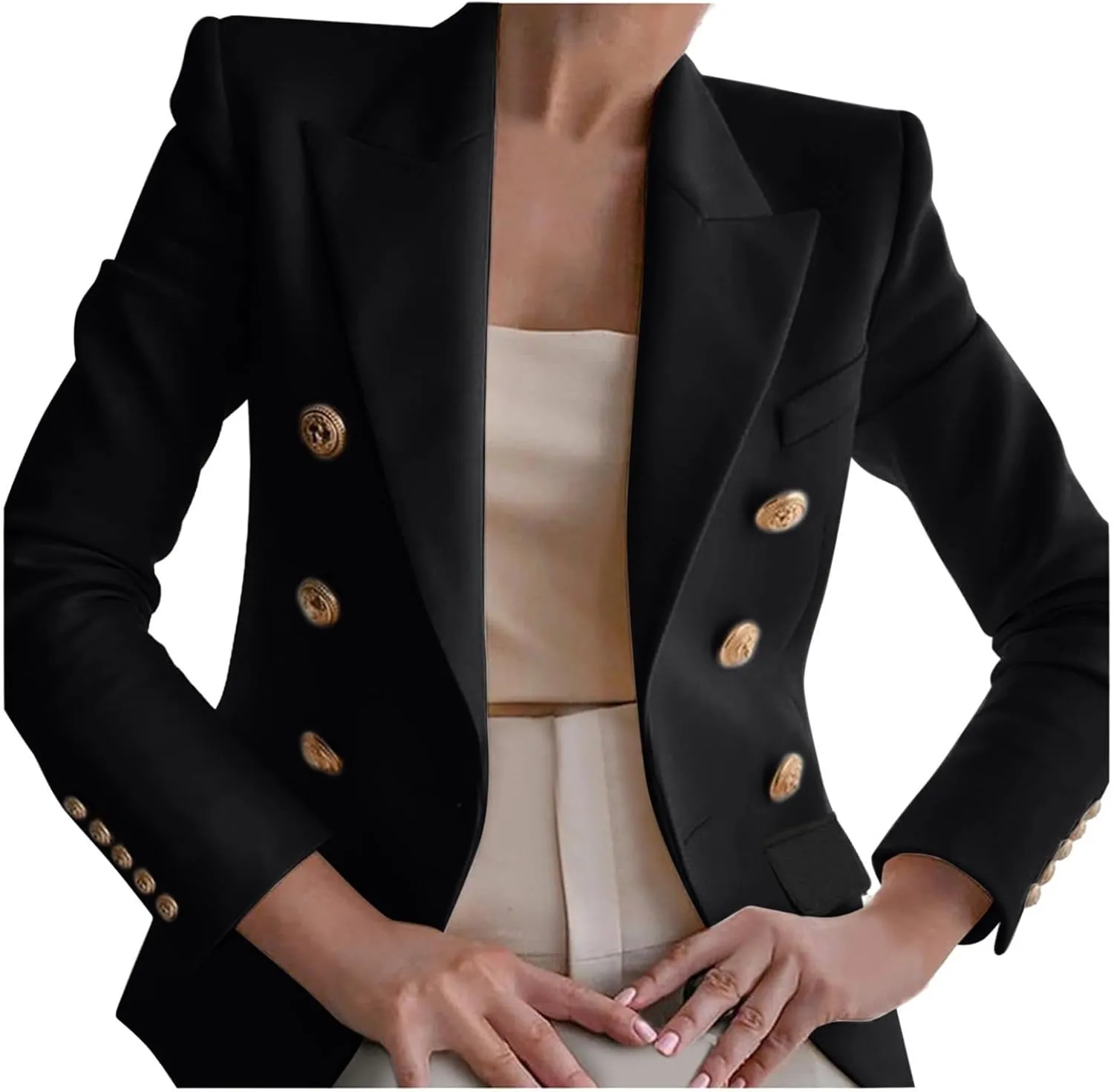 Blazers for Women Business Casual Long Sleeve Fitted Blazer Double Breasted Blazer Work Office Jacket Elegant Blazers