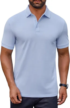 COOFANDY Men's Cotton Pique Polo Shirts Short Sleeve Golf Shirts Basic Casual Collared T-Shirt