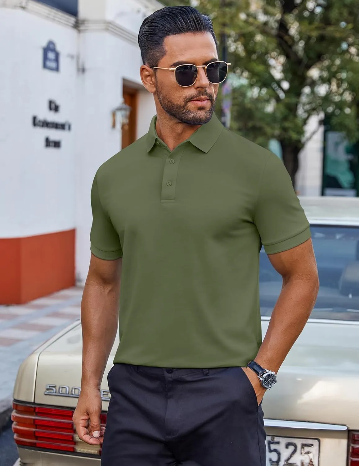 COOFANDY Men's Cotton Pique Polo Shirts Short Sleeve Golf Shirts Basic Casual Collared T-Shirt