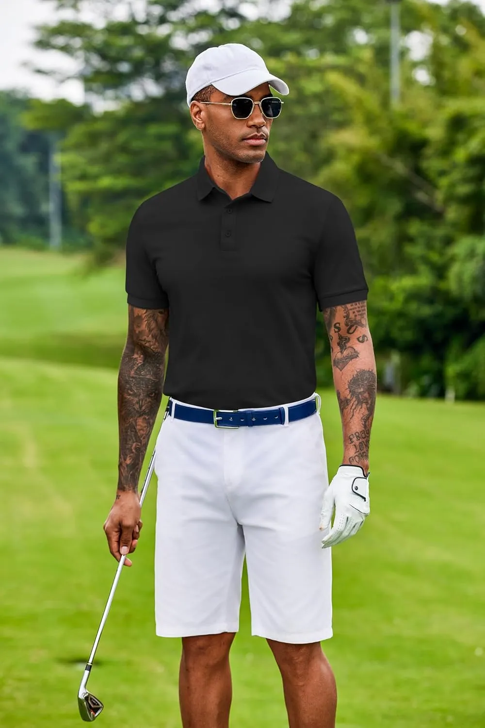COOFANDY Men's Cotton Pique Polo Shirts Short Sleeve Golf Shirts Basic Casual Collared T-Shirt