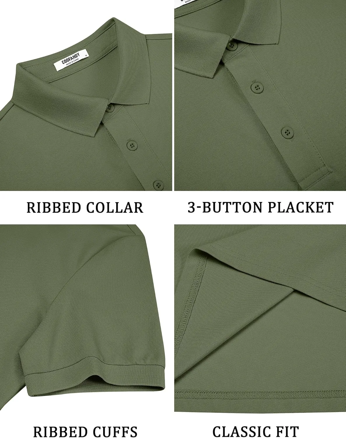 COOFANDY Men's Cotton Pique Polo Shirts Short Sleeve Golf Shirts Basic Casual Collared T-Shirt