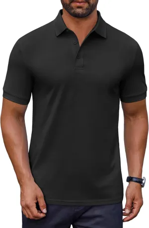 COOFANDY Men's Cotton Pique Polo Shirts Short Sleeve Golf Shirts Basic Casual Collared T-Shirt