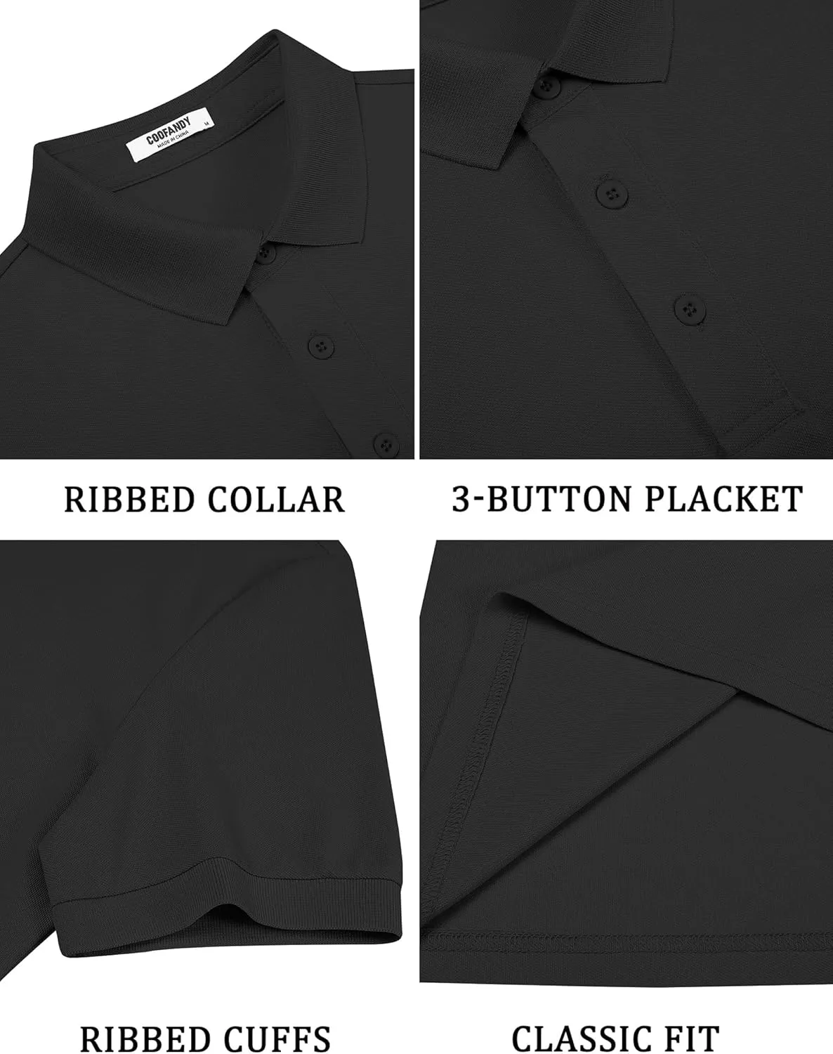 COOFANDY Men's Cotton Pique Polo Shirts Short Sleeve Golf Shirts Basic Casual Collared T-Shirt
