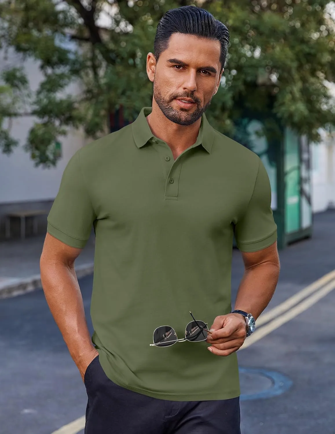 COOFANDY Men's Cotton Pique Polo Shirts Short Sleeve Golf Shirts Basic Casual Collared T-Shirt