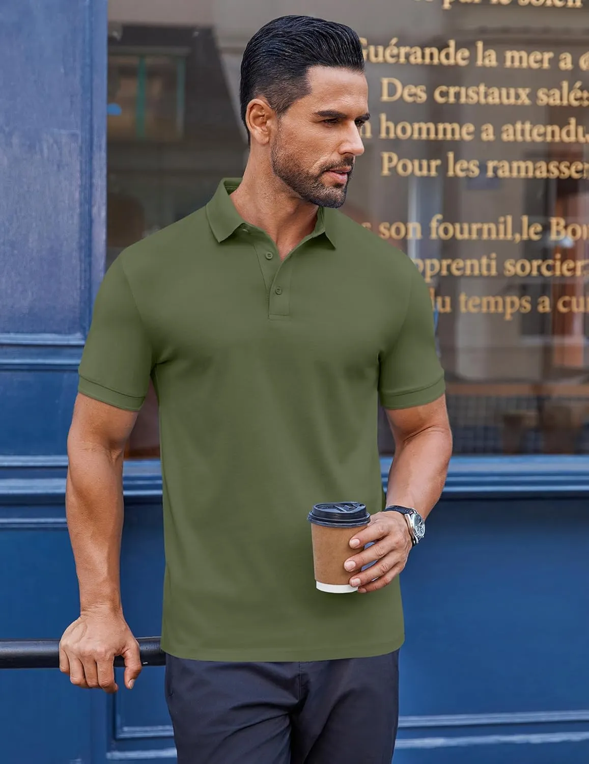 COOFANDY Men's Cotton Pique Polo Shirts Short Sleeve Golf Shirts Basic Casual Collared T-Shirt