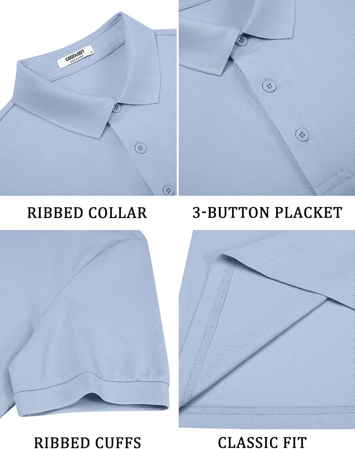 COOFANDY Men's Cotton Pique Polo Shirts Short Sleeve Golf Shirts Basic Casual Collared T-Shirt