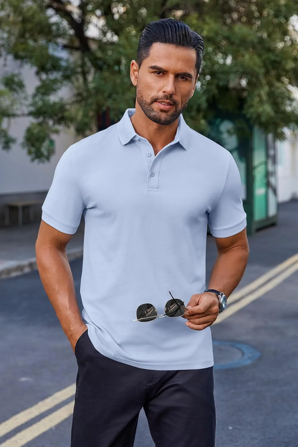 COOFANDY Men's Cotton Pique Polo Shirts Short Sleeve Golf Shirts Basic Casual Collared T-Shirt