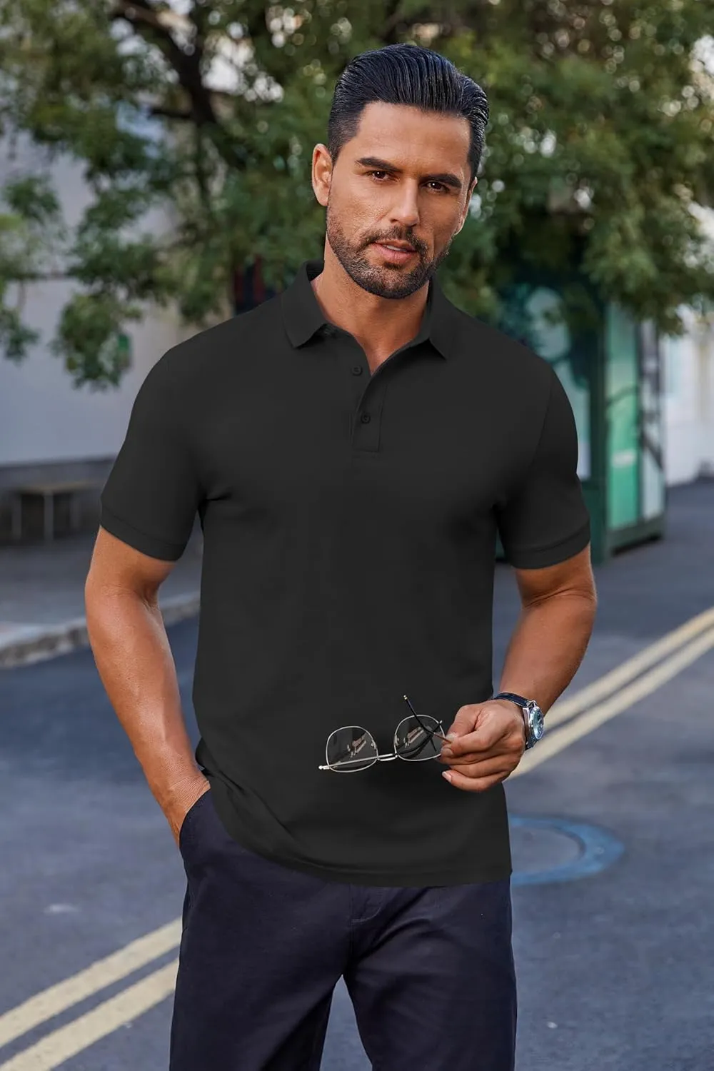 COOFANDY Men's Cotton Pique Polo Shirts Short Sleeve Golf Shirts Basic Casual Collared T-Shirt