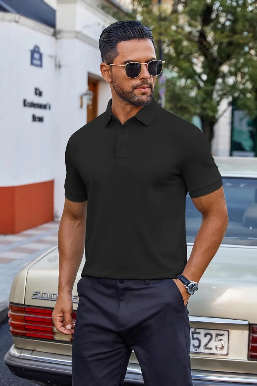 COOFANDY Men's Cotton Pique Polo Shirts Short Sleeve Golf Shirts Basic Casual Collared T-Shirt