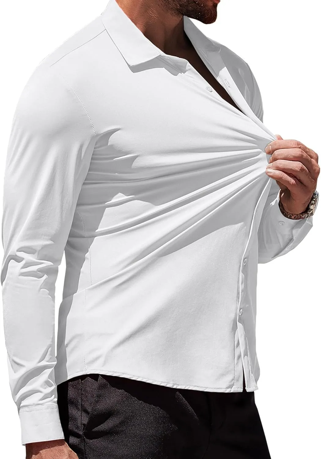 COOFANDY Men's Muscle Fit Dress Shirts Wrinkle-Free Long Sleeve Casual Button Down Shirts