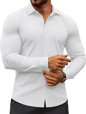 COOFANDY Men's Muscle Fit Dress Shirts Wrinkle-Free Long Sleeve Casual Button Down Shirts