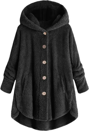 Fur Coats for Women Hooded Fall Winter Jackets 2023 Solid Women's Fleece Jackets & Coats Fuzzy Faux Fur Teddy Jacket