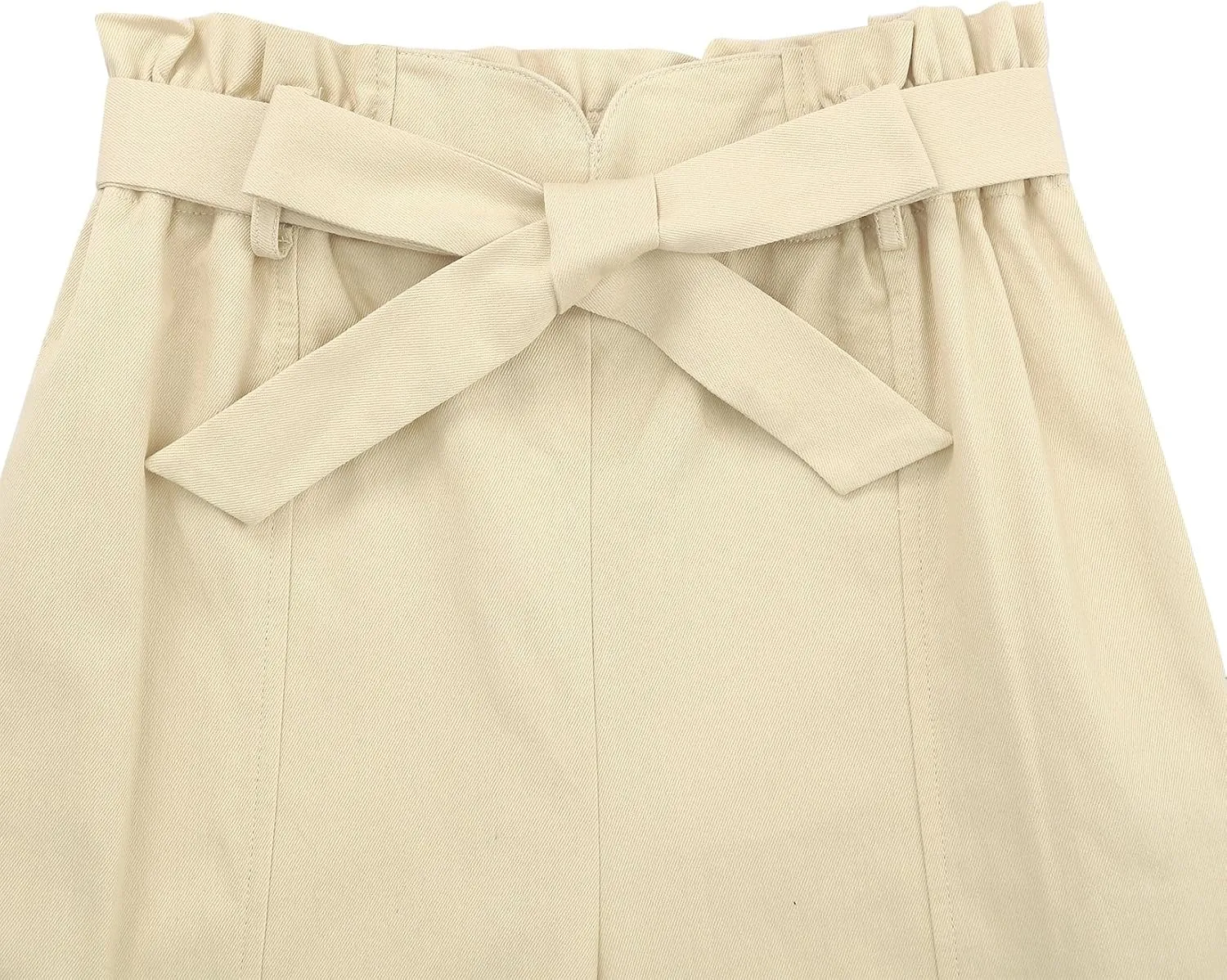 GERU Girls High Waist Belted Paperbag Pants Casual Fit Elastic Tapered Trousers with Pockets 4-12 Years