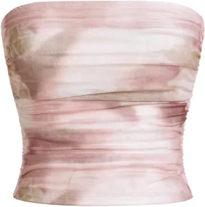 GORGLITTER Women's Strapless Bandeau Tube Tops Cute Summer Mesh Backless Ruched Going Out Crop Tops Cami 2025 Trendy