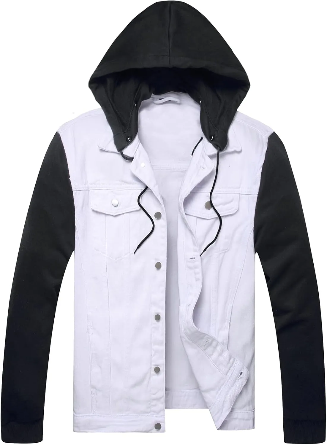 LZLER Hoodie Jean Jacket for Men,Casual Slim Fit Men's Denim Jacket with Hood