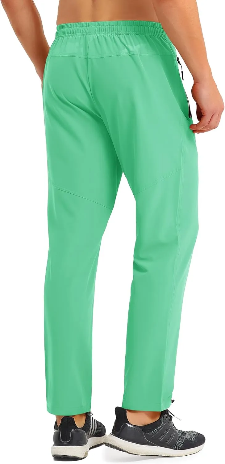 MAGCOMSEN Men's Lightweight Hiking Pants Quick Dry Running Pants with Zipper Pockets Open Bottom Sweatpants Workout