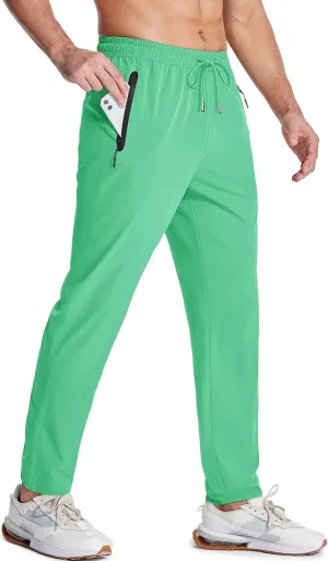 MAGCOMSEN Men's Lightweight Hiking Pants Quick Dry Running Pants with Zipper Pockets Open Bottom Sweatpants Workout