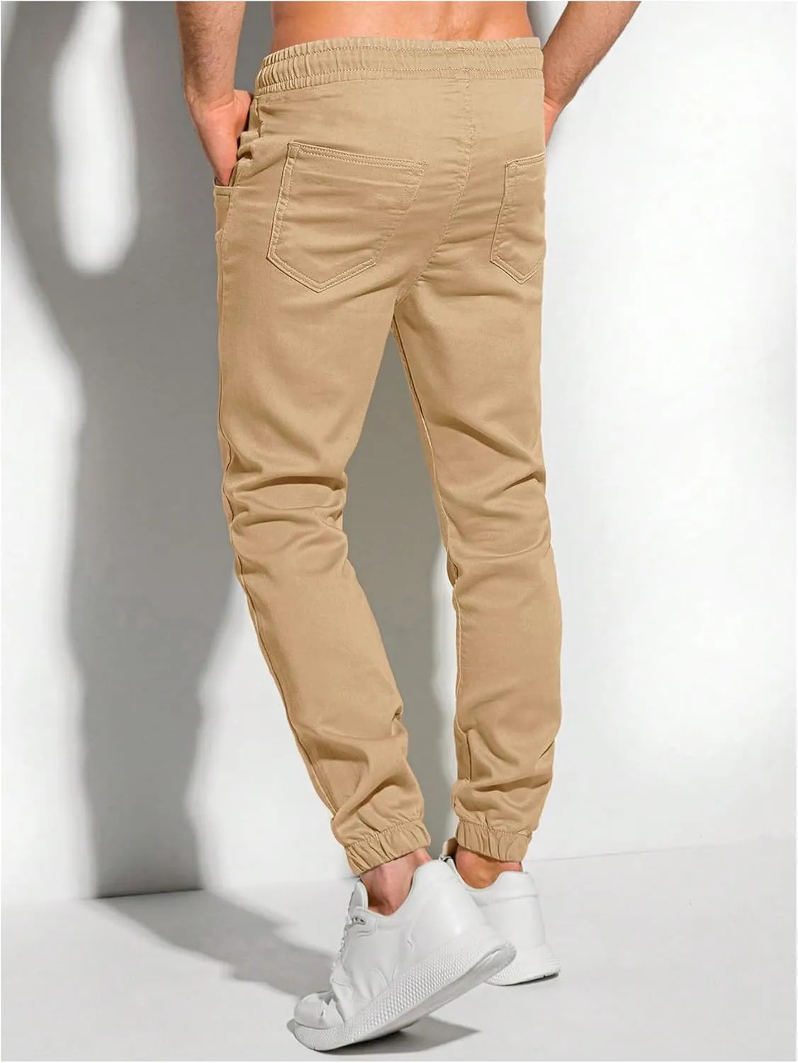 Men's Drawstring Waist Jogger Pants Casual Sports Tapered Pants Long Trousers with Pockets