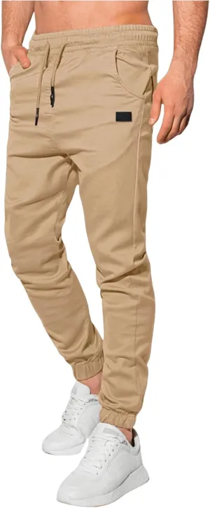 Men's Drawstring Waist Jogger Pants Casual Sports Tapered Pants Long Trousers with Pockets