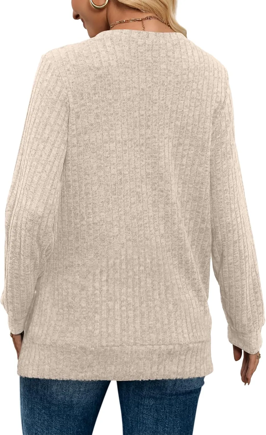 SAMPEEL V Neck Long Sleeve Shirts for Women Casual Fall Tops Lightweight Tunic Sweaters Fashion Clothes 2025
