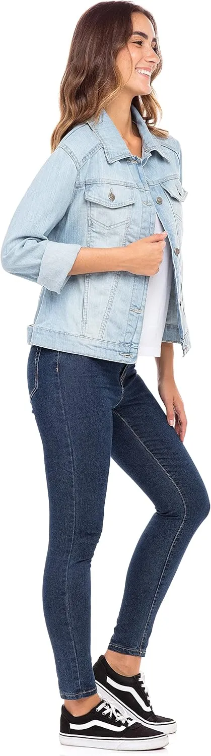 Skylinewears Womens Vintage Western Denim Jacket  Classic Button-Up Long Sleeve Jean Jacket