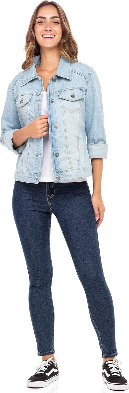 Skylinewears Womens Vintage Western Denim Jacket  Classic Button-Up Long Sleeve Jean Jacket