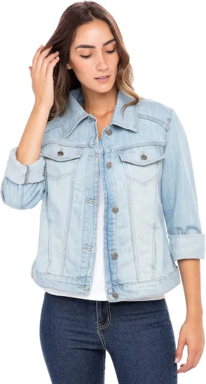 Skylinewears Womens Vintage Western Denim Jacket  Classic Button-Up Long Sleeve Jean Jacket