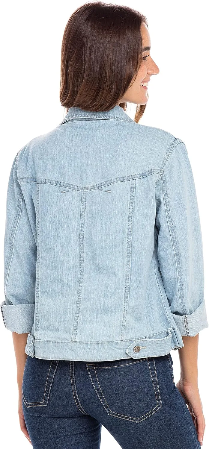 Skylinewears Womens Vintage Western Denim Jacket  Classic Button-Up Long Sleeve Jean Jacket