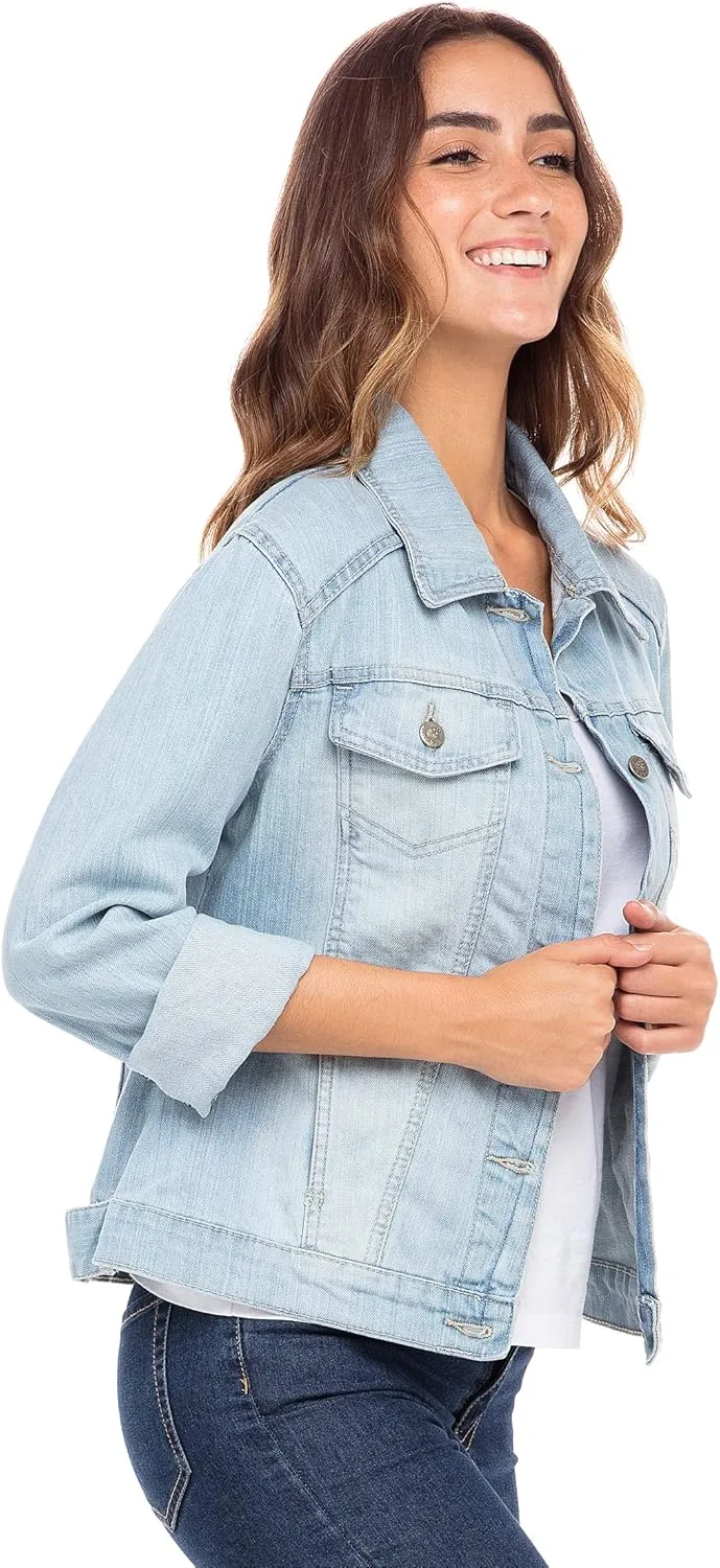 Skylinewears Womens Vintage Western Denim Jacket  Classic Button-Up Long Sleeve Jean Jacket