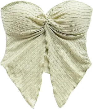 SOLY HUX Women's Tube Top Twist Split Hem Strapless Sleeveless Asymmetrical Going Out Crop Tops