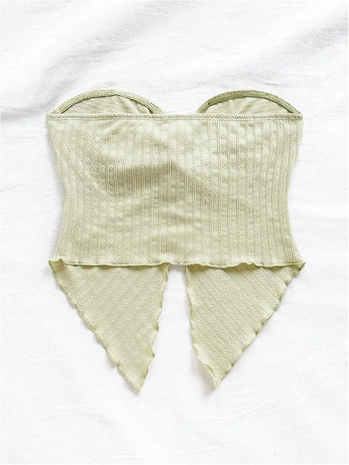 SOLY HUX Women's Tube Top Twist Split Hem Strapless Sleeveless Asymmetrical Going Out Crop Tops