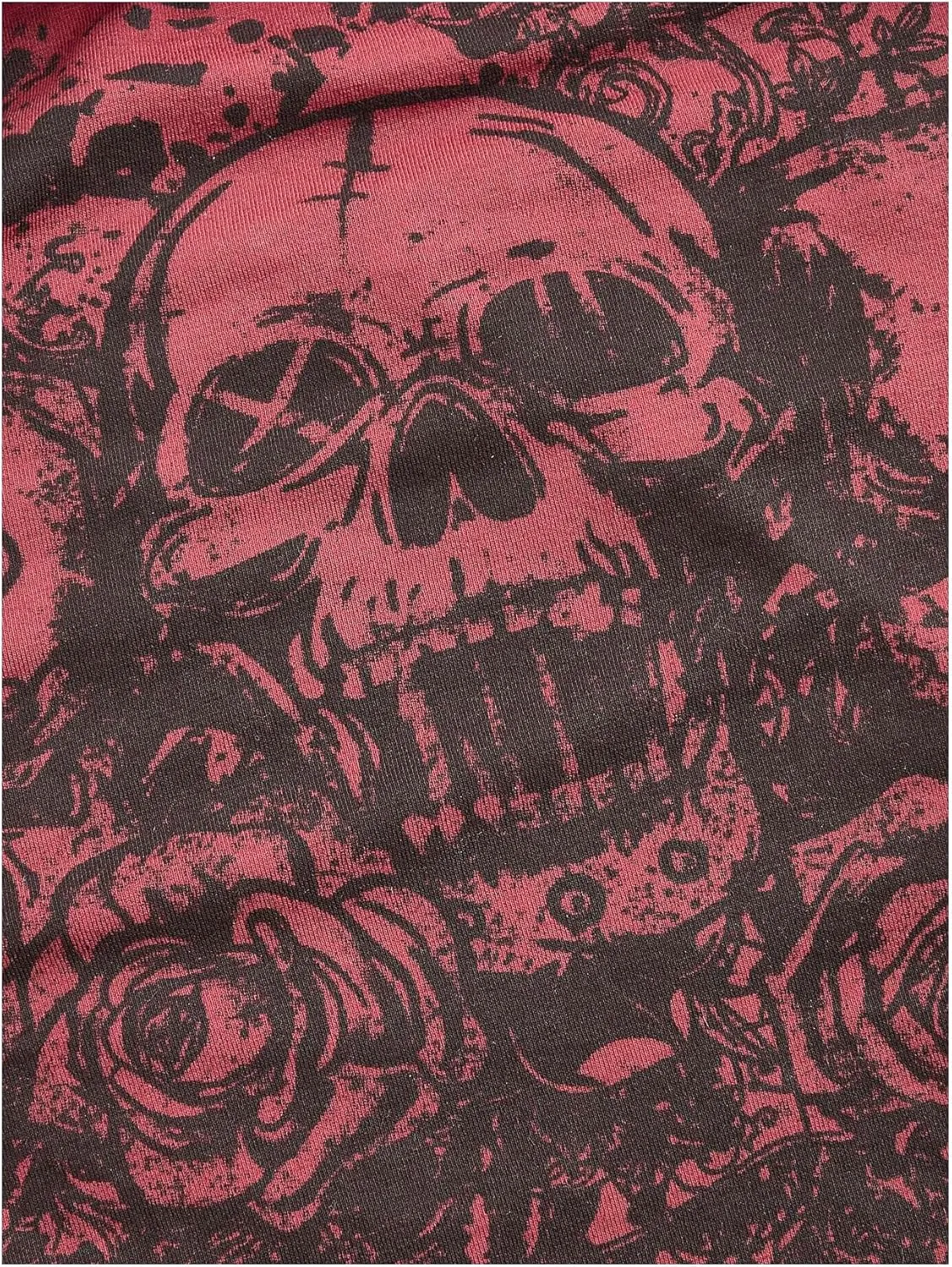 SOLY HUX Women's Y2k Goth Tube Crop Top Skull Print Strapless Sleeveless Bandeau Tops