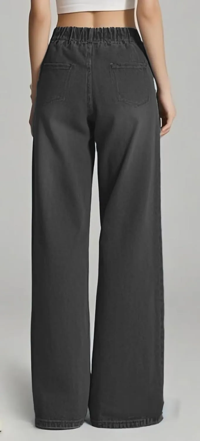 Straight Leg Jeans for Women,High Waisted Wide Leg Loose Microelastic Wide Leg Denim Pants