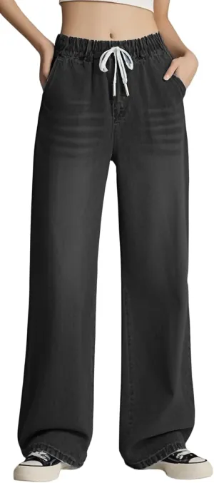 Straight Leg Jeans for Women,High Waisted Wide Leg Loose Microelastic Wide Leg Denim Pants