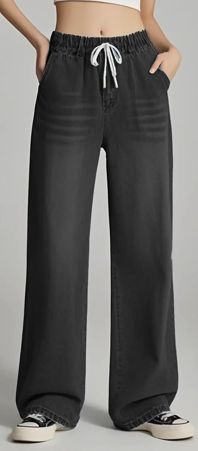 Straight Leg Jeans for Women,High Waisted Wide Leg Loose Microelastic Wide Leg Denim Pants