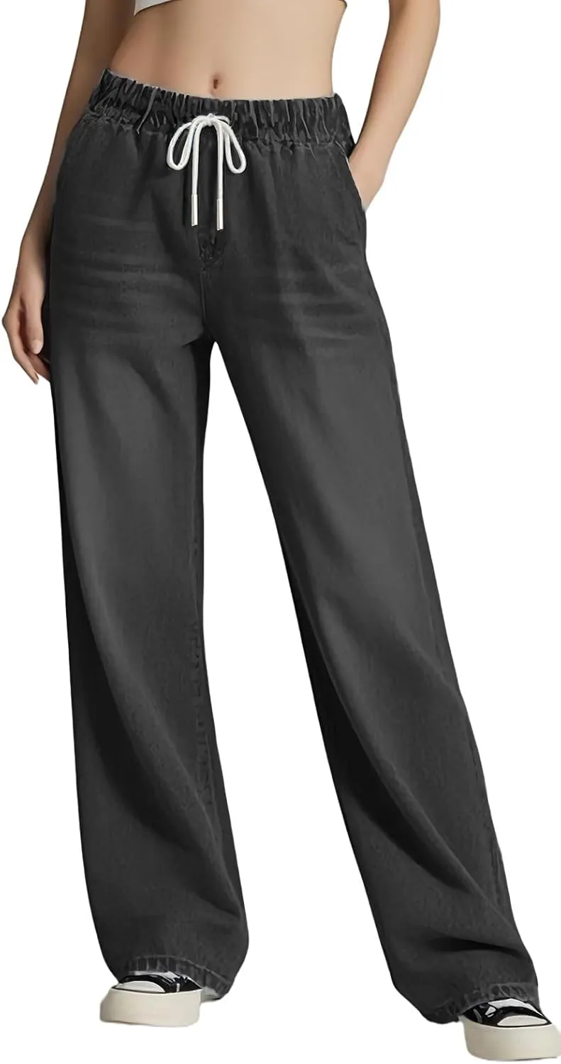 Straight Leg Jeans for Women,High Waisted Wide Leg Loose Microelastic Wide Leg Denim Pants