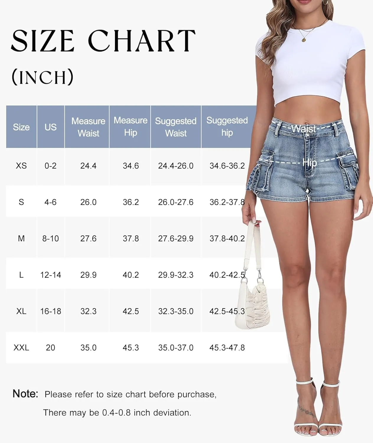 Women's Denim Mini Cargo Shorts Casual Mid Rise High Stretchy Jean Shorts Sexy Booty Shorts with Pockets Y2K