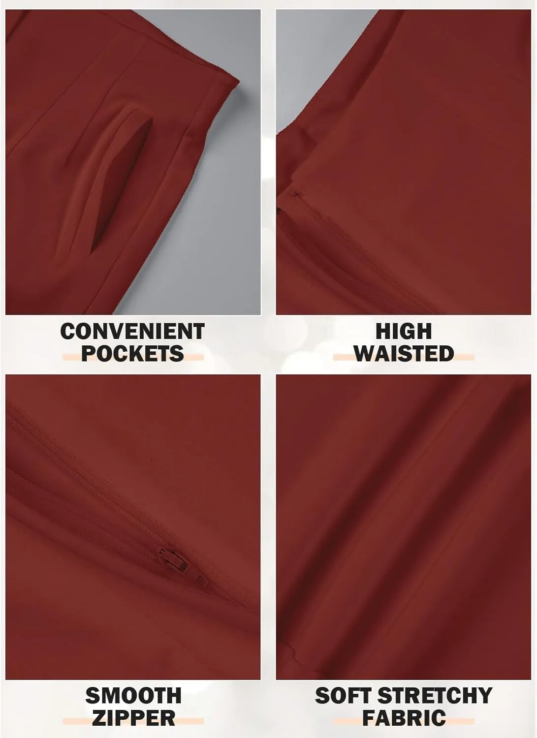 Womens Stretchy High Waisted Pants Trendy Pleated Business Work Trousers with Pockets Straight Leg Dress Pant