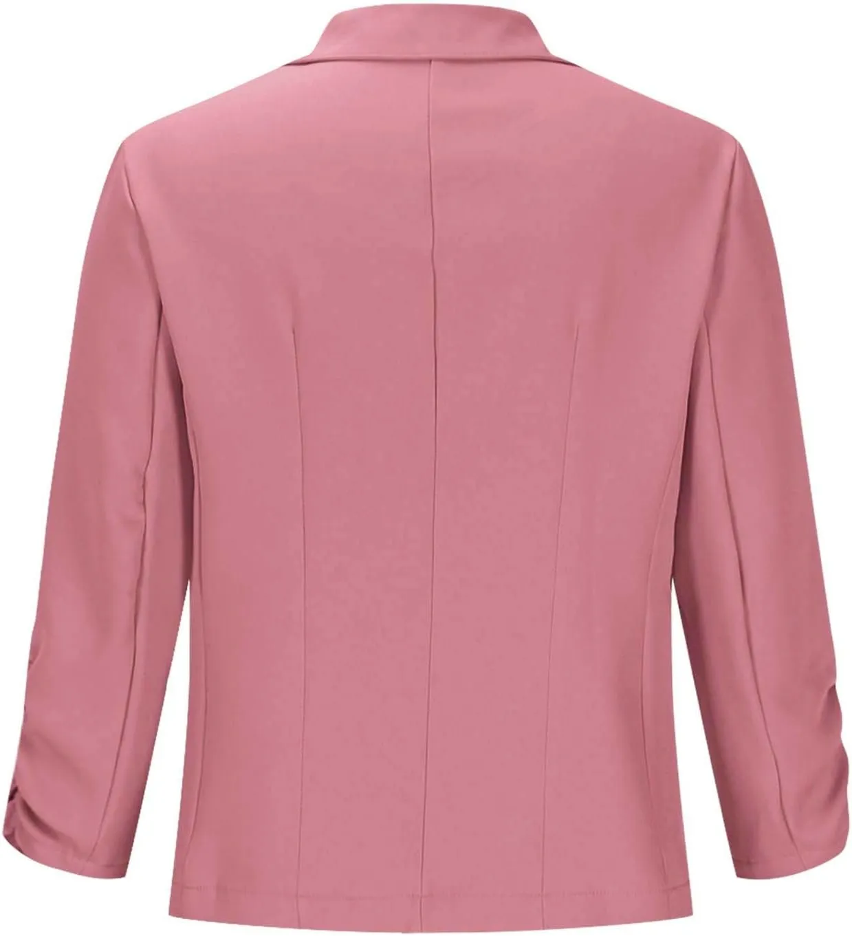 Womens Trendy Ruched 3/4 Sleeve Blazers Casual Business Blazer Button Open Front Work Office Suit Jacket with Pocket